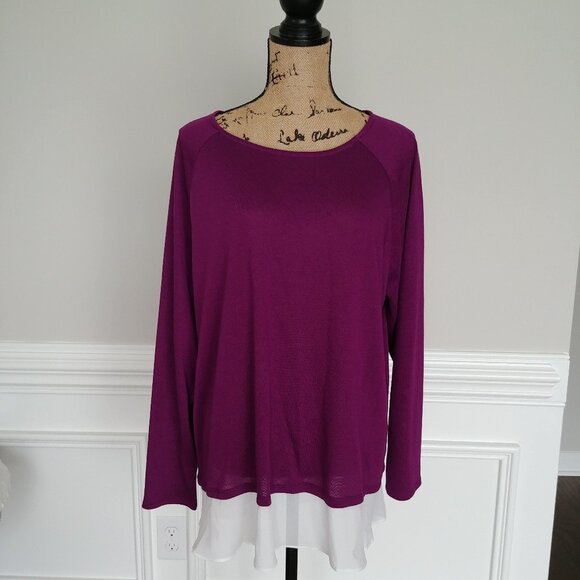 INC International Concepts Women's Faux-Layered Sweater 2X Purple - Picture 1 of 9